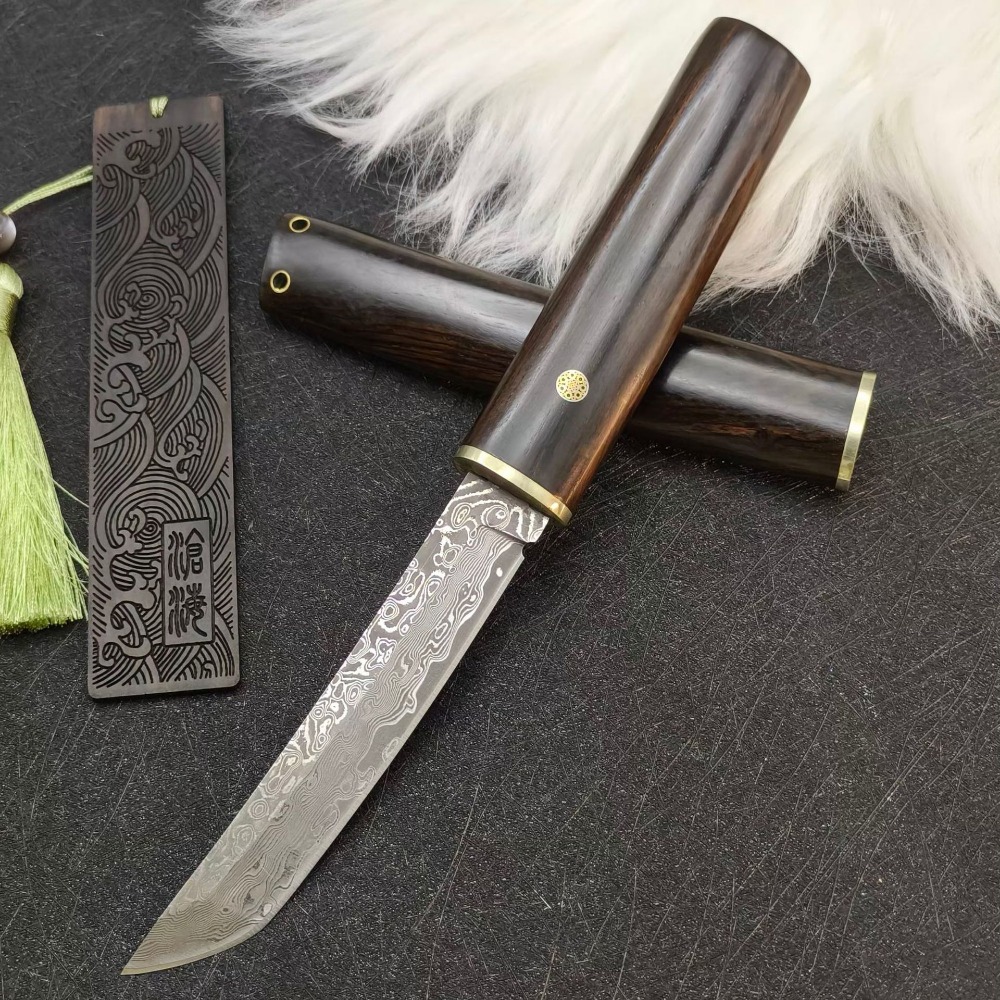 Woodworking In Japanese - Pisau Tanto Damascus VG10 Kekerasan Tinggi